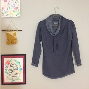 Cozy cowl-neck sweatshirt fleece lined blue